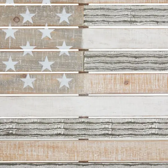White Wood French Country American Flag Wall Decor, 26" x 38" x 2" {4}