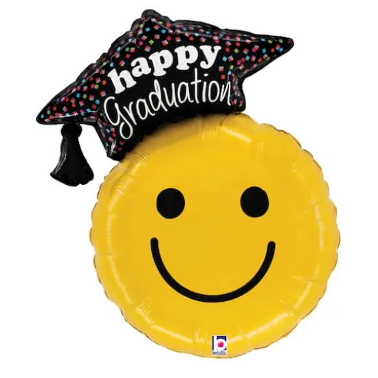 26" Graduation Smiley Shaped Foil Balloon {1}