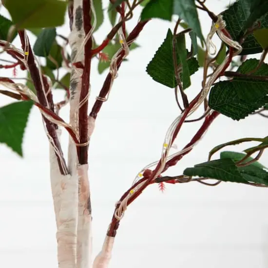 5ft. Potted Pre-Lit Artificial Birch Tree with Warm White LED Lights {5}