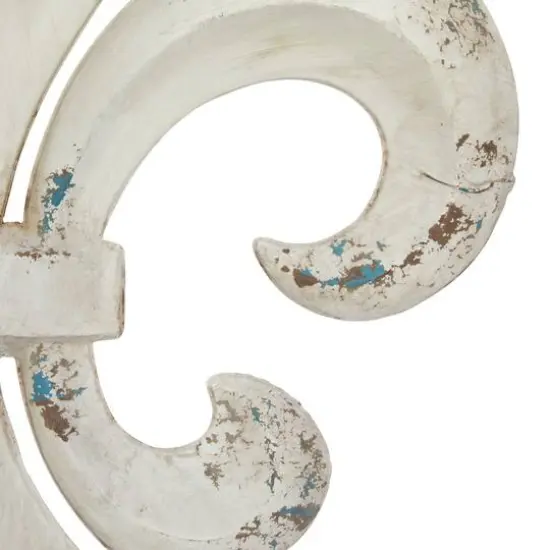 White Metal Vintage Fleur de Lis Wall Decoration {4}