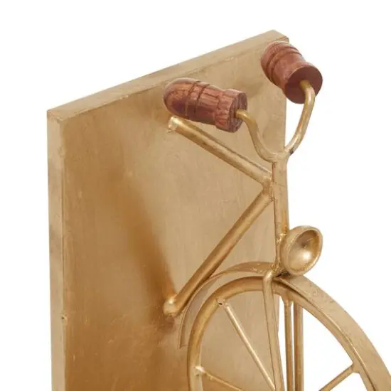 9" Contemporary Bicycle Iron Bookend Set Gold {5}