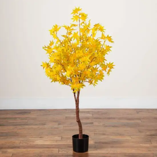 4ft. Pre-Lit Yellow Autumn Maple Artificial Fall Tree with 150 Warm White LED Lights {6}