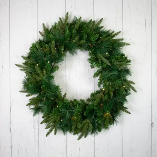 2.5ft. Pre-Lit Mixed Rosemary Emerald Angel Pine Artificial Christmas Wreath {9}