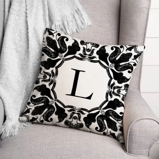 Black & White Monogram Indoor/Outdoor Pillow L {3}