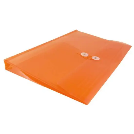 JAM Paper 9.75" x 14.5" Button & String Tie Closure Plastic Envelopes, 12ct. Orange {1}