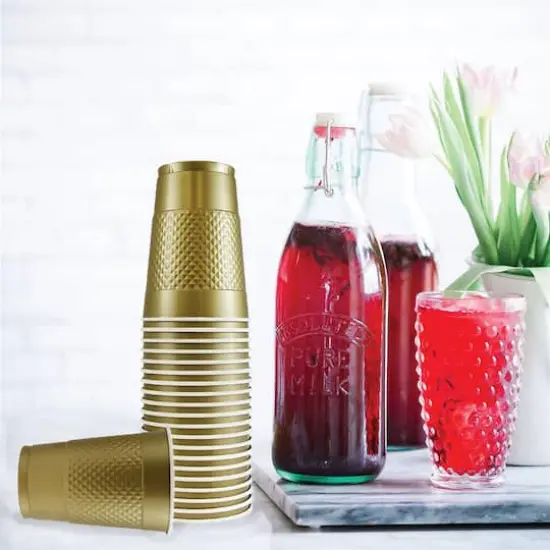 JAM Paper 16oz. Plastic Party Cups, 20ct. Gold {4}
