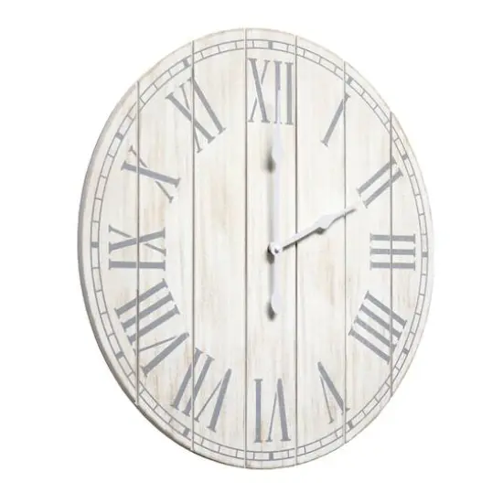 Elegant Designs 23" Wood Plank Coastal Wall Clock White Wash {7}