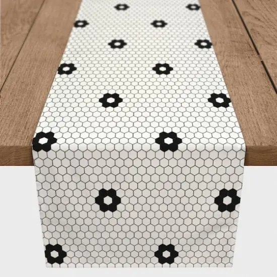 Floral Tile Indoor/Outdoor Table Runner Black {3}