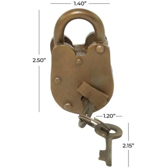 3" Bronze Metal Studded Lock and Key with Distressed Details {8}