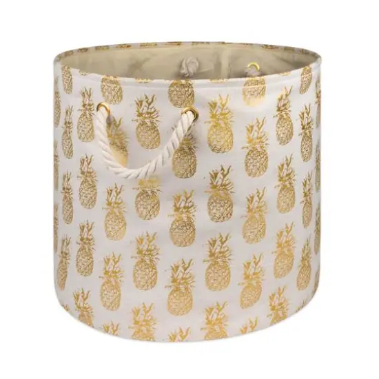 DII&reg; Large Round Gold Pineapple Polyester Bin {6}