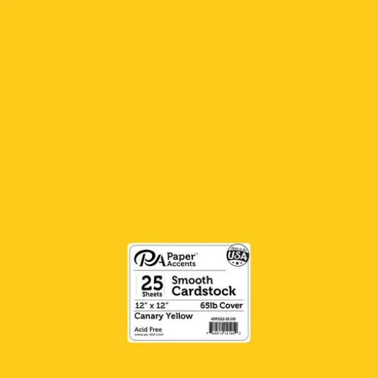 PA Paper&trade; Accents 12" x 12" 65lb. Smooth Cardstock, 25 Sheets Canary Yellow {1}