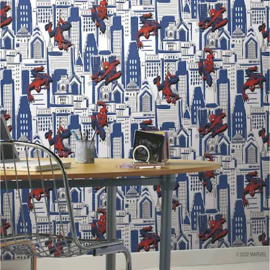 RoomMates Blue Spider-Man Cityscape Peel & Stick Wallpaper {4}
