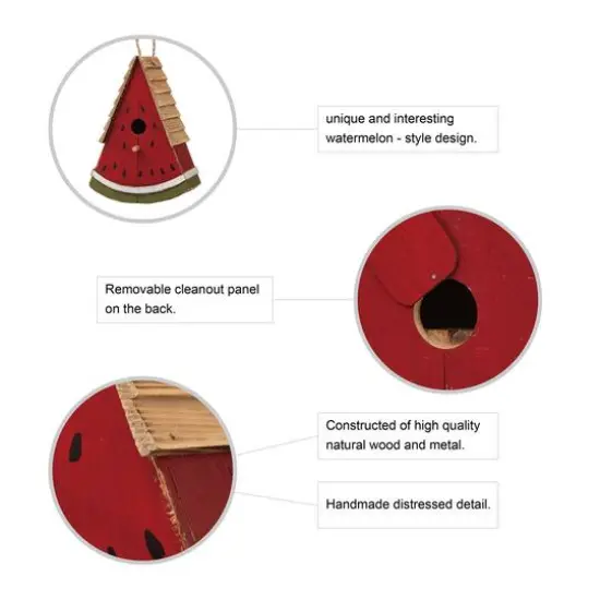 Glitzhome® 11" Hanging Wood Watermelon Garden Decorative Birdhouse {6}