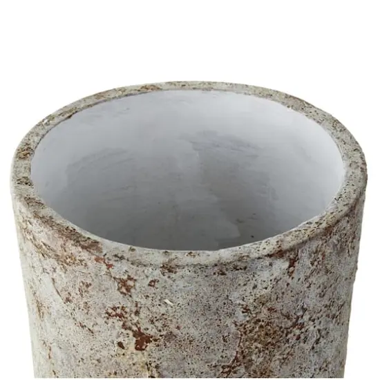 12" Brown Ceramic Wide Textured Vase {6}