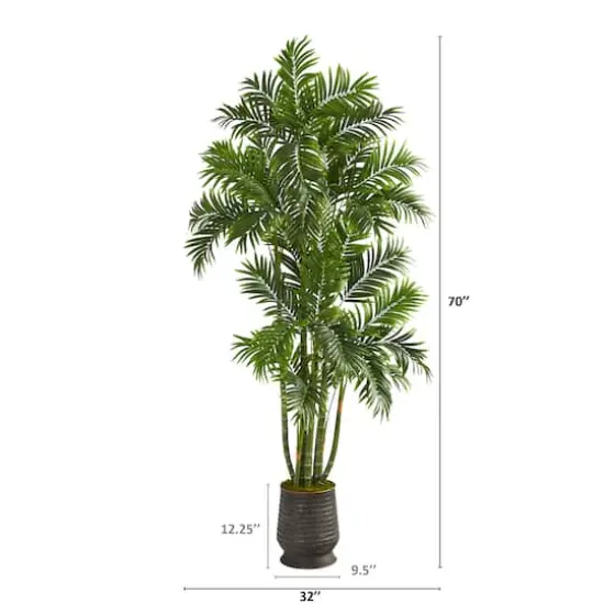 6ft. Areca Palm Tree in Ribbed Metal Planter {3}