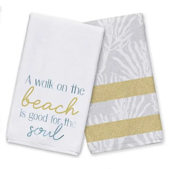A Walk On The Beach Tea Towel Set Blue/Yellow {1}