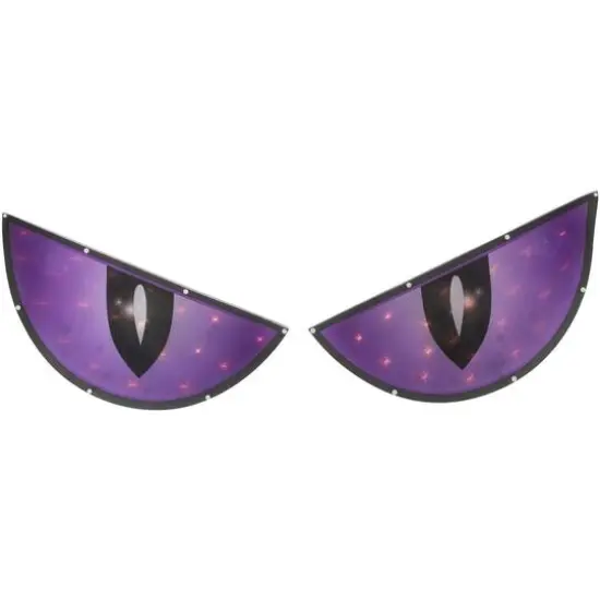42" Lighted Purple & Black Eyes Halloween Window Silhouette Decoration {1}