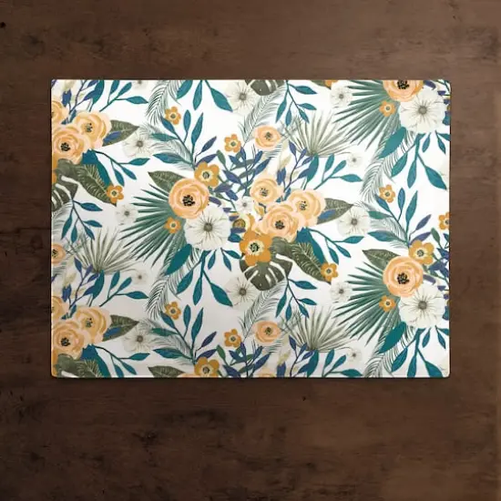 Tropical Floral Cotton Twill Placemat White {3}