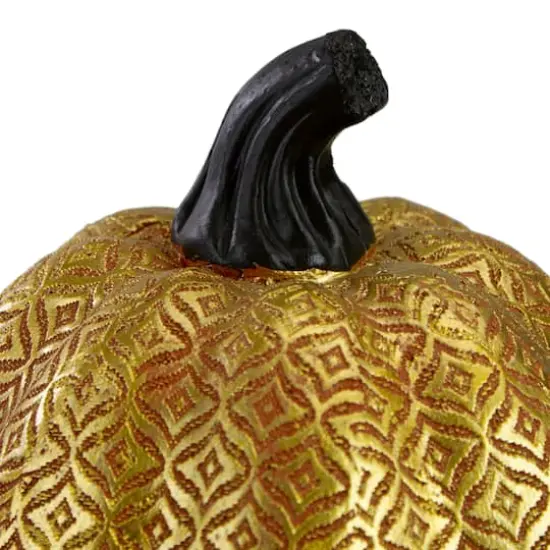 Orange & Gold Diamond Patterned Halloween Pumpkin Tabletop Decoration {4}