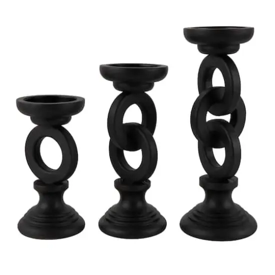 Black Chain Link Candle Holder Set {1}