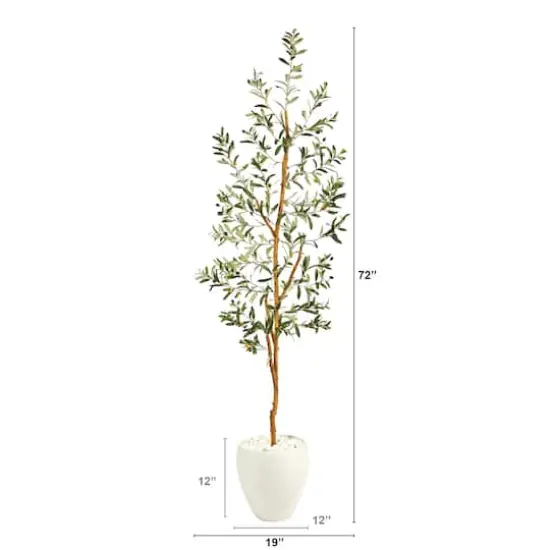 6ft. Olive Artificial Tree in White Planter {3}