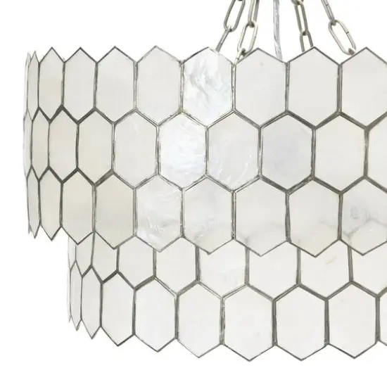 Hello Honey&reg; Capiz 2-Tier Honeycomb Chandelier Matte Silver {9}