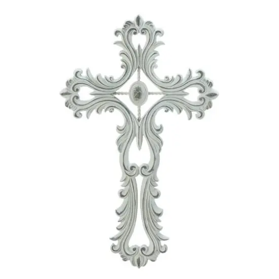 Scalloped White Cross 8.5" x 0.25" x 13.5" {1}