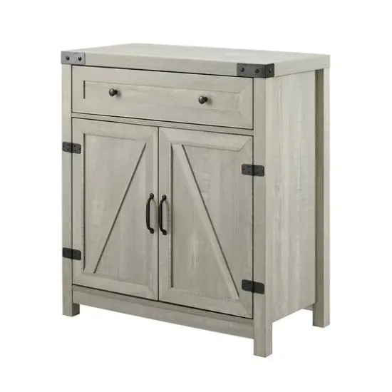 Walker Edison Stone Gray Farmhouse Barn Door Accent Cabinet {1}