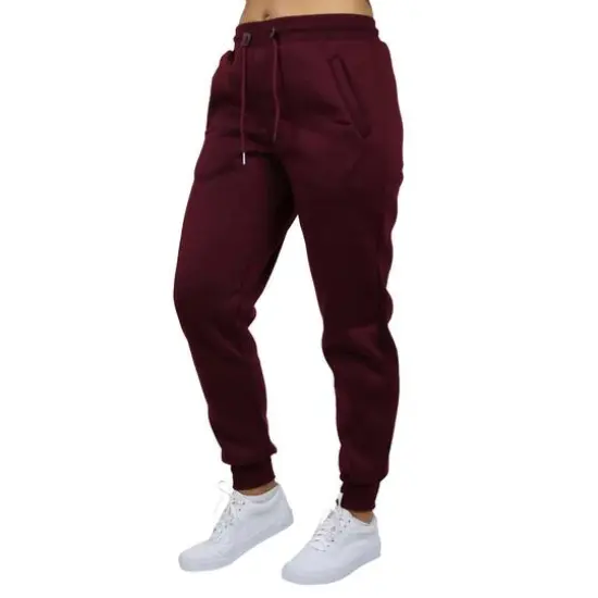 Galaxy by Harvic Women's Relaxed-Fit Fleece-Lined Jogger Sweatpants Burgundy {1}