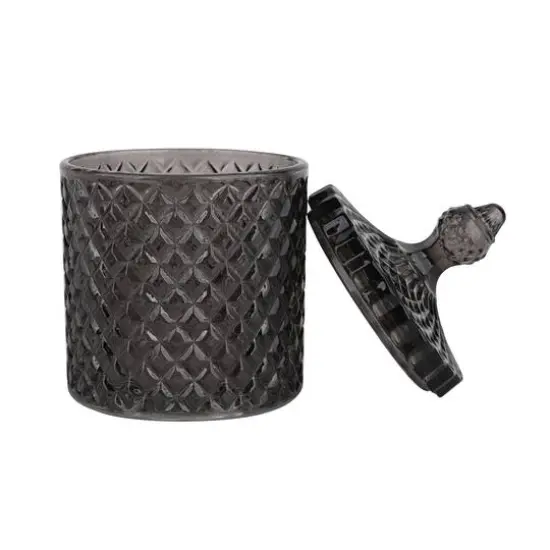 7" Black Diamond Beveled Glass Container with Lid by Ashland&reg; {4}