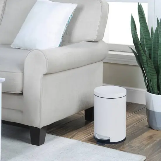 SunnyPoint Round Trash Can White {4}