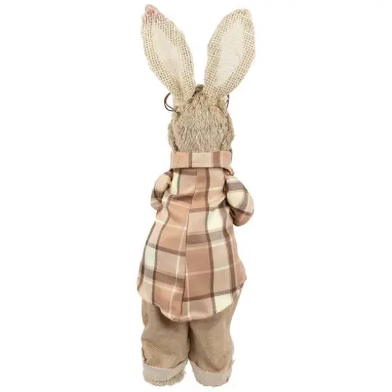 16.25" Beige Rustic Boy Rabbit Easter Figure with Book {7}