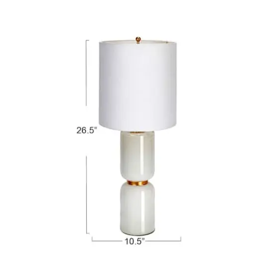 Hello Honey&reg; 2ft. Stacked Glass Base Table Lamp with White Cotton Drum Shade {4}