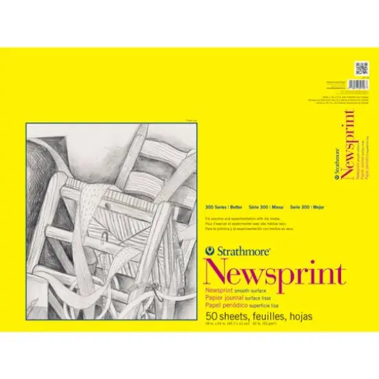 Strathmore&reg; 300 Series Smooth Newsprint Paper Pad, 18" x 24" {3}