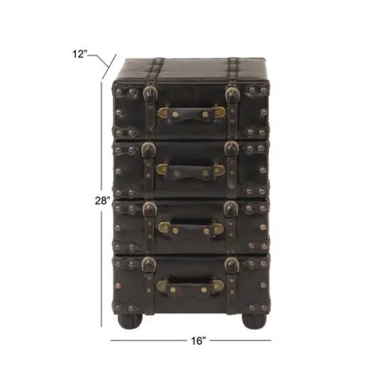 28" Black Faux Leather Traditional Chest {6}