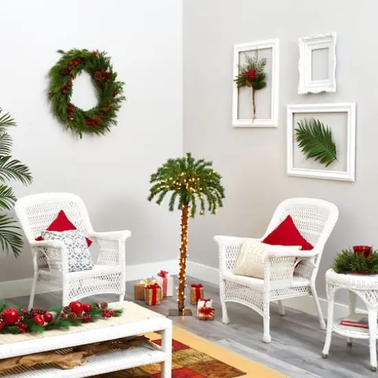 4ft. Pre-Lit Christmas Palm Artificial Tree with Warm White LED Lights {6}