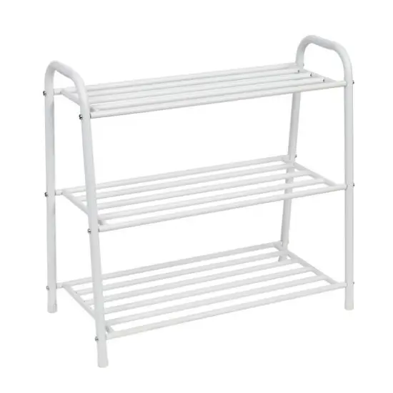 Honey Can Do Matte White 3-Shelf Steel Shoe Rack {1}