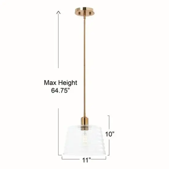 Hello Honey® Robert Stevenson Lighting Rhodes Metal & Clear Ribbed Glass Ceiling Light Brushed Brass {5}