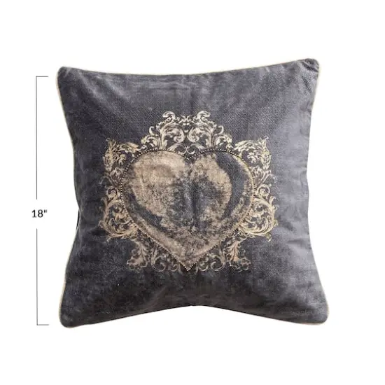 Hello Honey&reg; 18" Navy & Gold Velvet Printed Sacred Heart Accent Pillow {5}
