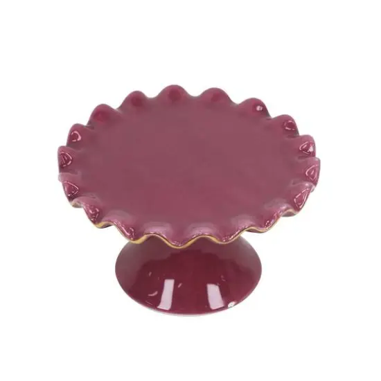 5.5" Ruffled Ceramic Cake Stand by Ashland&reg; Burgundy {3}
