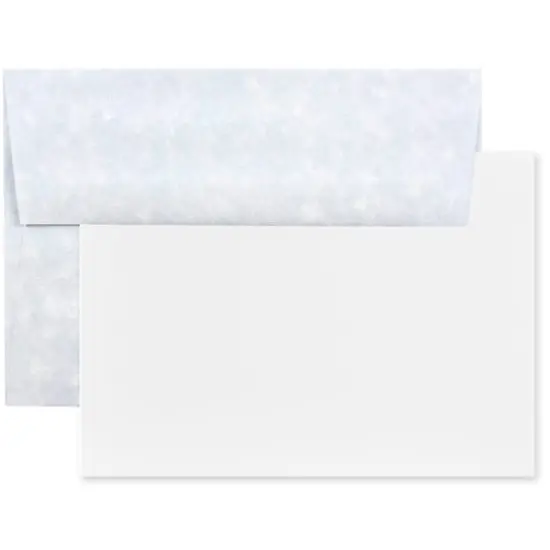 JAM Paper 5.25" x 7.25" Blank Flat Recycled Parchment Greeting Cards & Envelopes, 100ct. Blue {1}