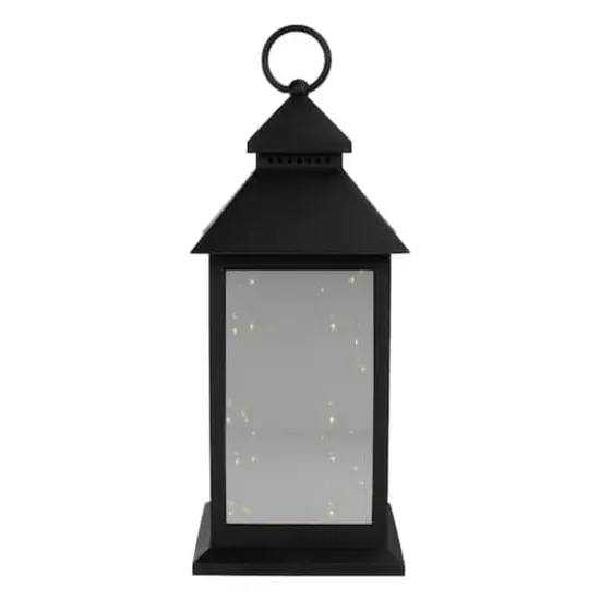 12" Black LED Lantern with Warm White Flickering Light {4}