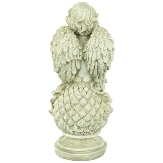 18" Cherub Angel Sitting on Finial Outdoor Garden Statue {6}