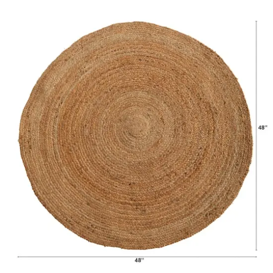 4ft. x 4ft. Hand Braided Boho Jute Round Rug {3}
