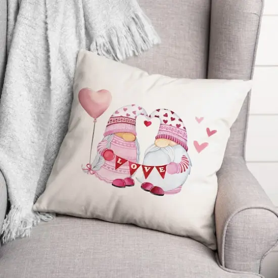 Valentine Gnomes Throw Pillow {4}