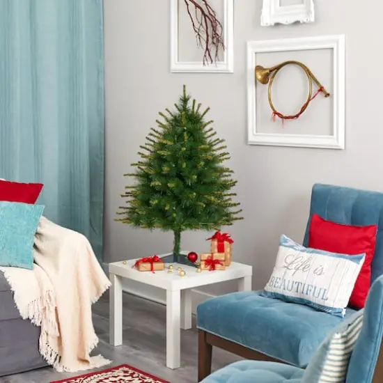 3ft. Pre-Lit New England Pine Artificial Christmas Tree, Clear LED Lights {8}