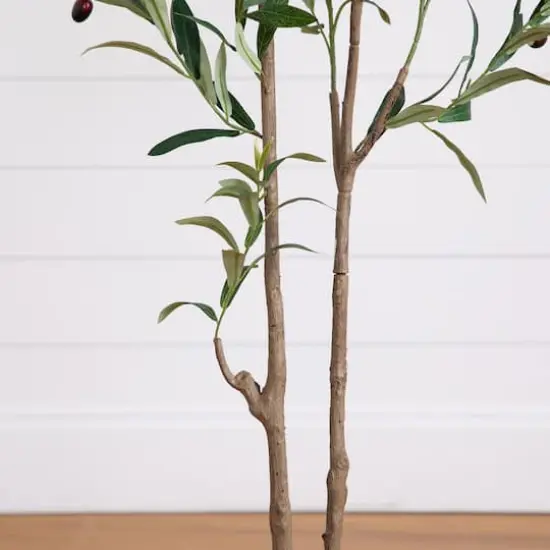 5ft. Artificial Minimalist Olive Tree in White Decorative Planter {6}
