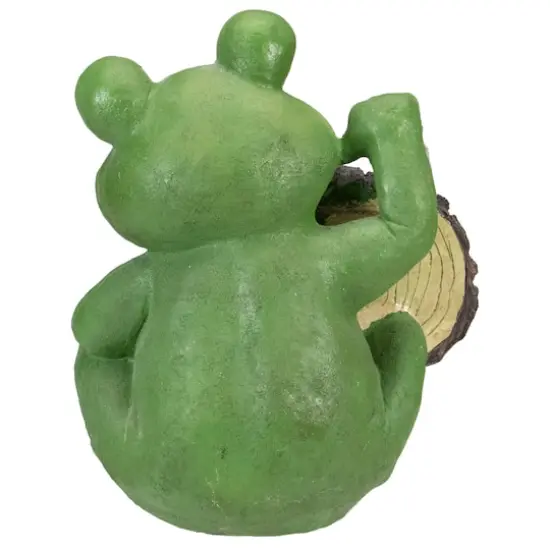 9" Green Life is Good Frog Outdoor Garden Statue {6}