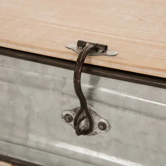 Glitzhome&reg; Galvanized Wood Storage Chest Set {7}