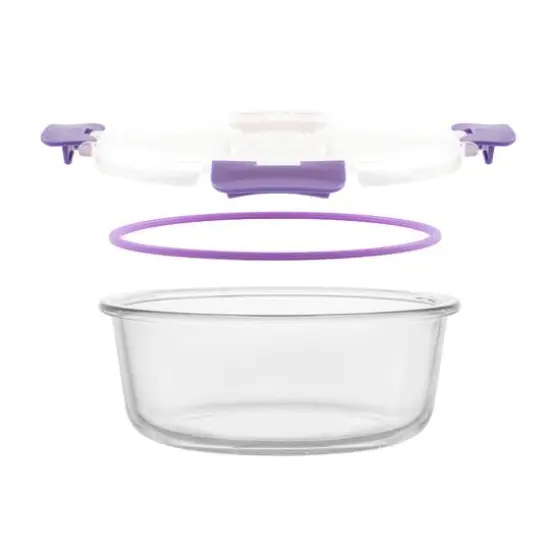 Joyful by JoyJolt&reg; 24-Piece Purple Glass Storage Container Set with Leakproof Lids {7}